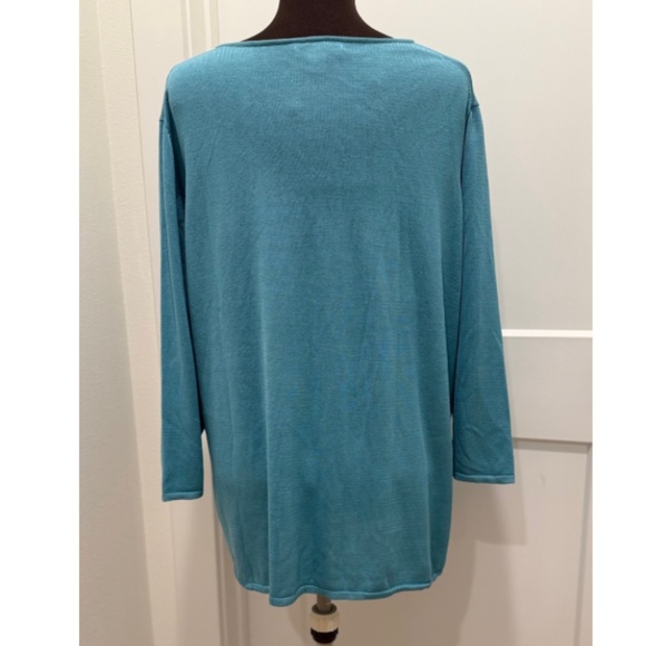 NWT - Coldwater Creek Silk Cotton Pullover top / Size 2X (20-22) / Aqua - Picture 2 of 6